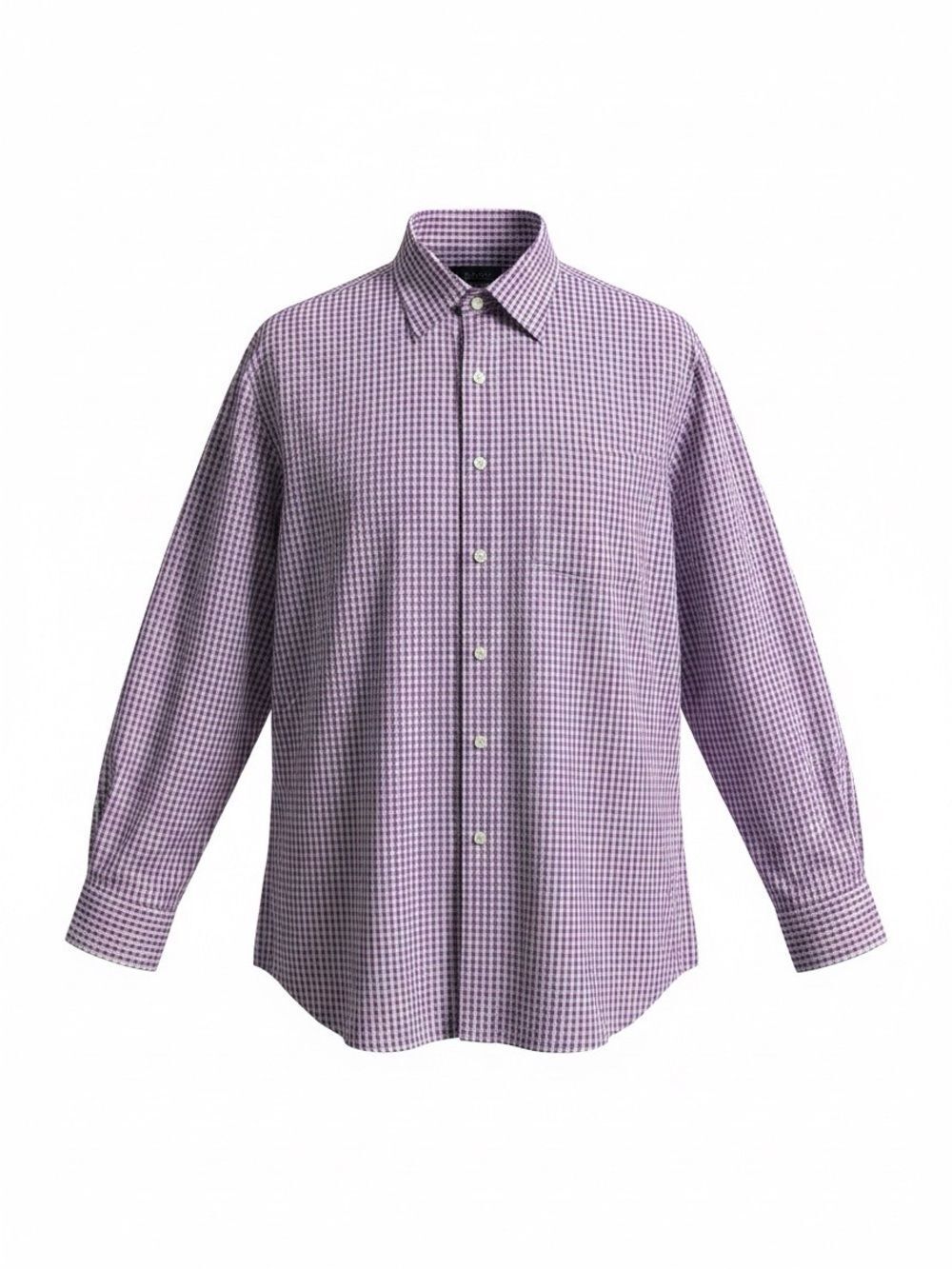Peter Millar Men's Lavender Check Long-Sleeve Button-Up Shirt size L